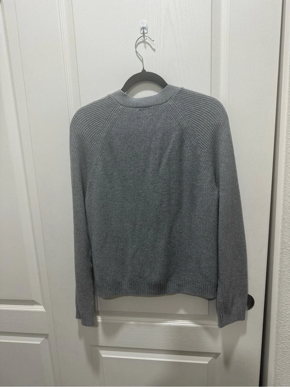 J.Crew Gray Ribbed Cotton Blend V-Neck Cardigan Sweater Size M